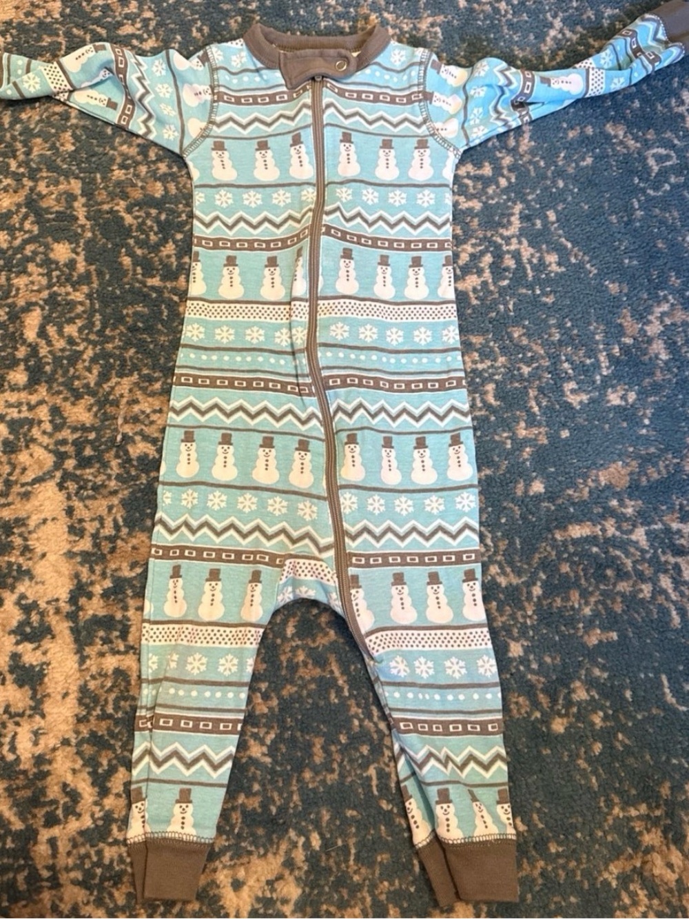 Lazy One Blue Snowman One-Piece Footie